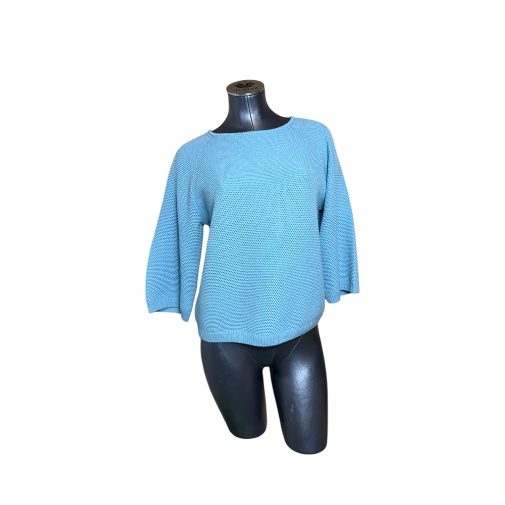 St. John 100% Wool Light Blue Knit Women's Sweater Size Small